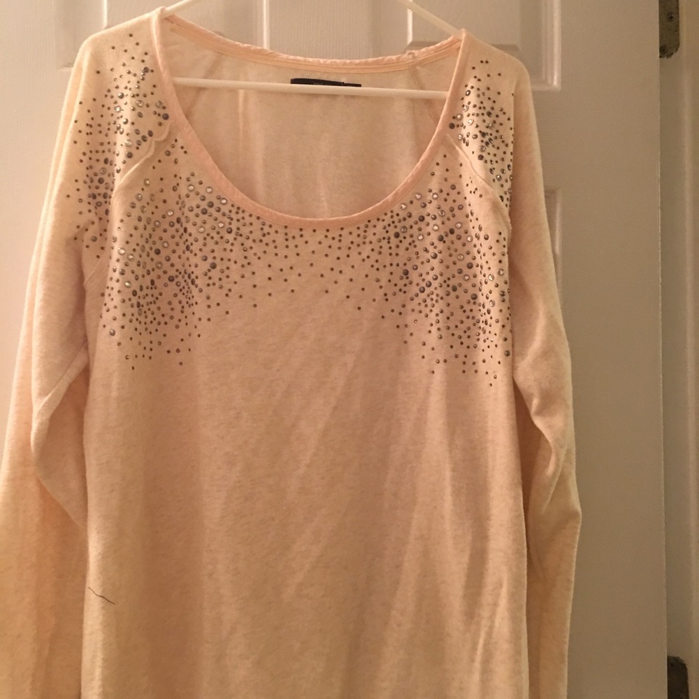 Used Sparkly, Beige fake two-layer top